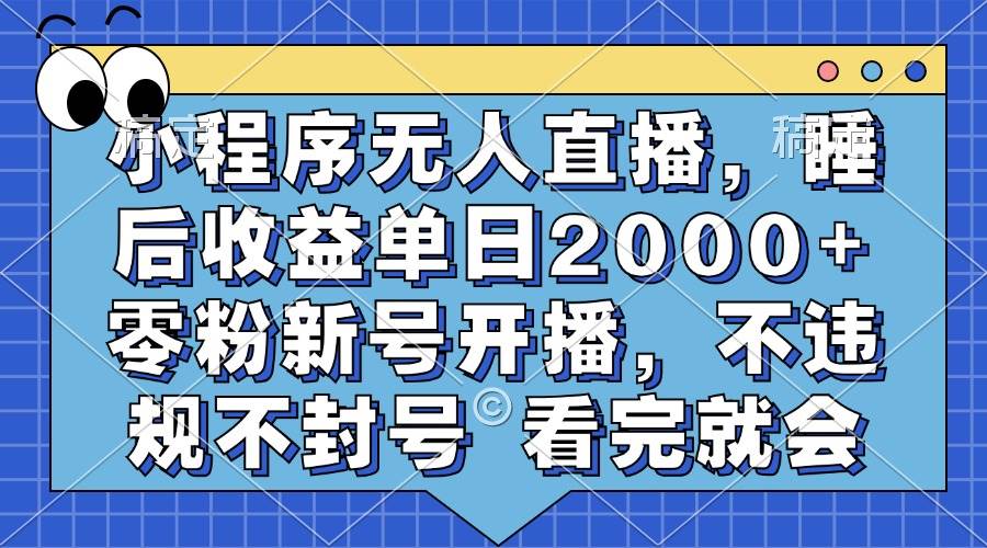 （13251期）小程序无人直播，睡后收益单日2000+ 零粉新号开播，不违规不封号 看完就会好创网-专注分享网络创业落地实操课程 – 全网首发_高质量项目输出好创网