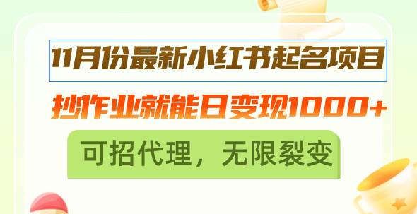 （13256期）11月份最新小红书起名项目，抄作业就能日变现1000+，可招代理，无限裂变好创网-专注分享网络创业落地实操课程 – 全网首发_高质量项目输出好创网