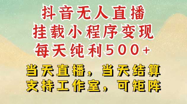 抖音无人直播挂载小程序变现每天纯利500+当天直播，当天结算支持工作室，可矩阵【揭秘】好创网-专注分享网络创业落地实操课程 – 全网首发_高质量项目输出好创网