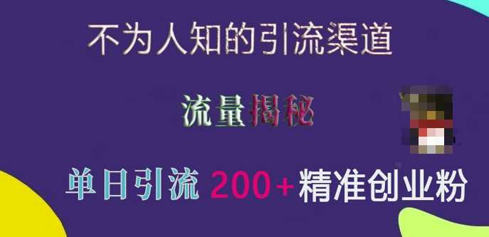 不为人知的引流渠道，流量揭秘，实测单日引流200+精准创业粉【揭秘】好创网-专注分享网络创业落地实操课程 – 全网首发_高质量项目输出好创网