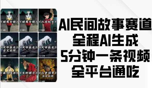 AI民间故事赛道，全程AI生成5分钟一条视频，全平台通吃好创网-专注分享网络创业落地实操课程 – 全网首发_高质量项目输出好创网