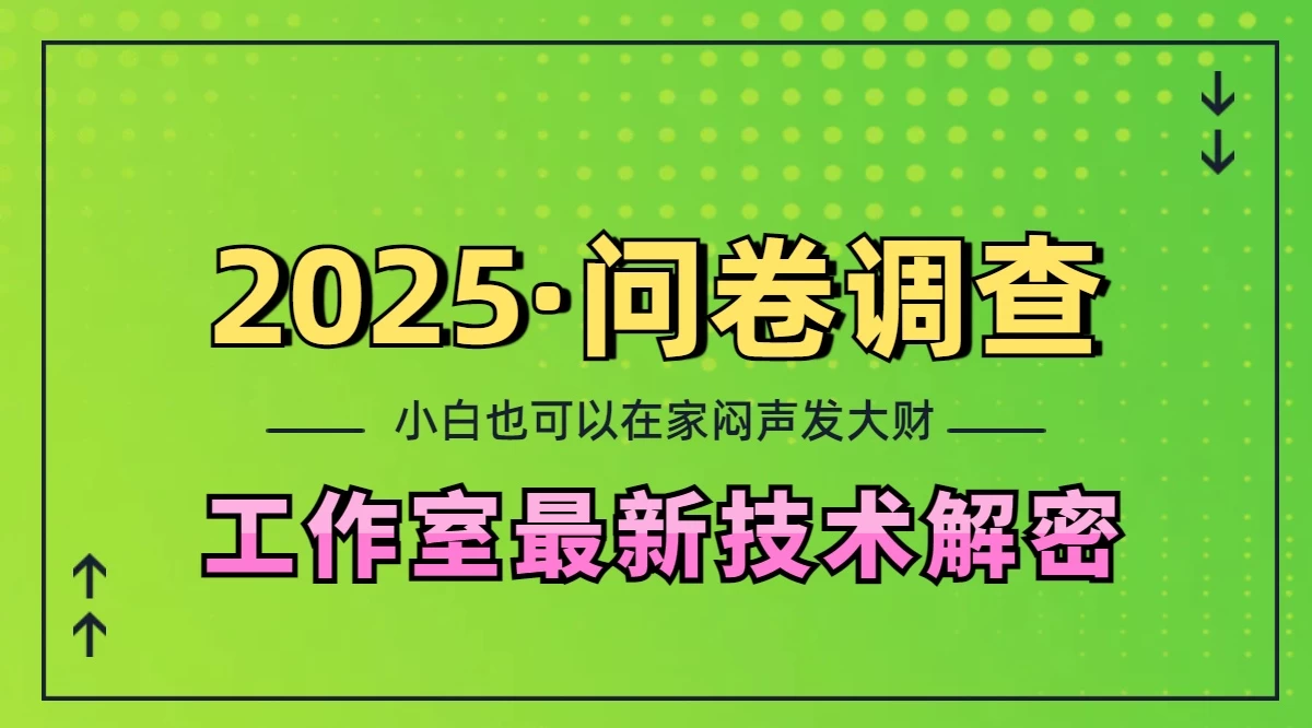 2025《问卷调查》最新工作室技术解密：一个人在家也可以闷声发大财，小白一天200+，可矩阵放大好创网-专注分享网络创业落地实操课程 – 全网首发_高质量项目输出好创网