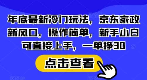 年底最新冷门玩法，京东家政新风口，操作简单，新手小白可直接上手，一单挣30【揭秘】好创网-专注分享网络创业落地实操课程 – 全网首发_高质量项目输出好创网