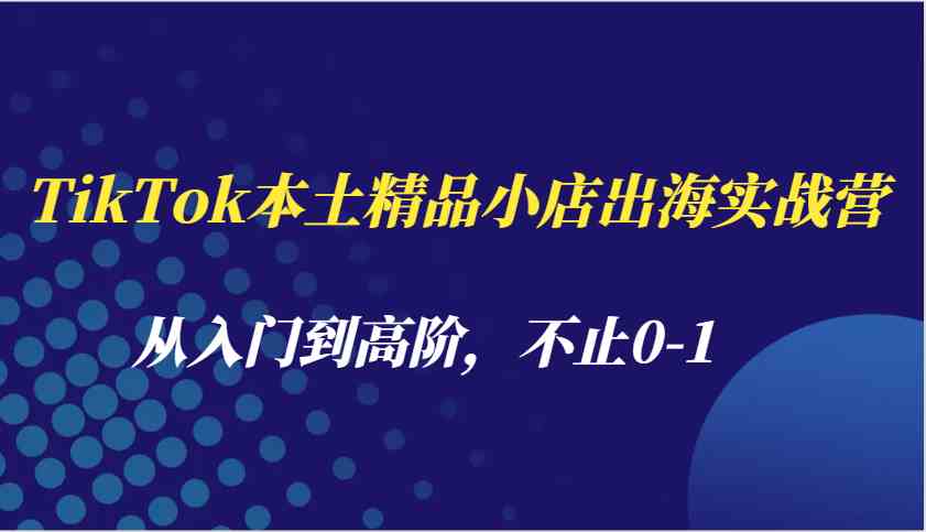 TikTok本土精品小店出海实战营，从入门到高阶，不止0-1好创网-专注分享网络创业落地实操课程 – 全网首发_高质量项目输出好创网