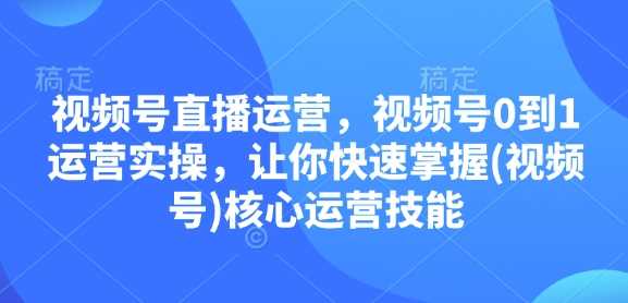 视频号直播运营，视频号0到1运营实操，让你快速掌握(视频号)核心运营技能好创网-专注分享网络创业落地实操课程 – 全网首发_高质量项目输出好创网