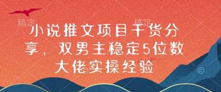 小说推文项目干货分享，双男主稳定5位数大佬实操经验好创网-专注分享网络创业落地实操课程 – 全网首发_高质量项目输出好创网