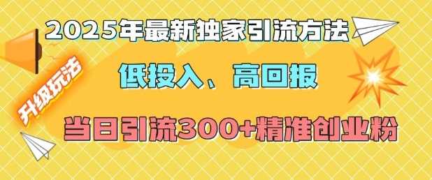 2025年最新独家引流方法，低投入高回报？当日引流300+精准创业粉好创网-专注分享网络创业落地实操课程 – 全网首发_高质量项目输出好创网